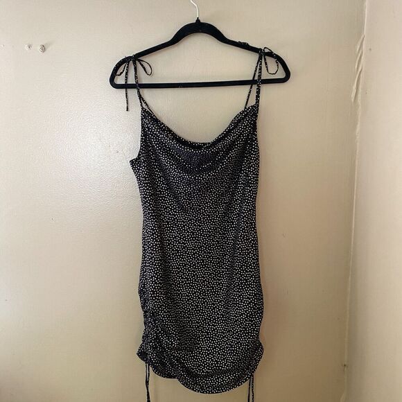 H:ours Liz Mini Dress Gold Flecked slip lingerie style drawstring REVOLVE Sz S - Picture 9 of 9